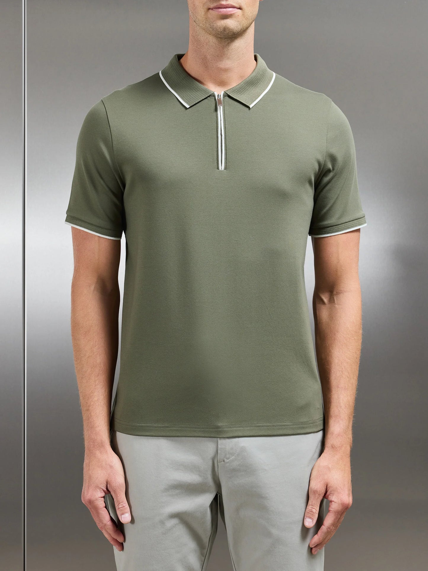 Zip interlocked polo shirt - Green