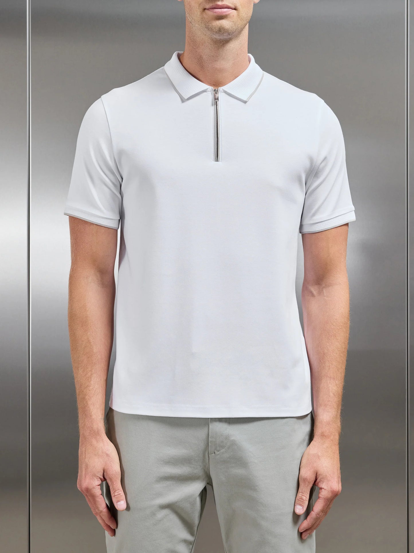 Zip interlocked polo shirt