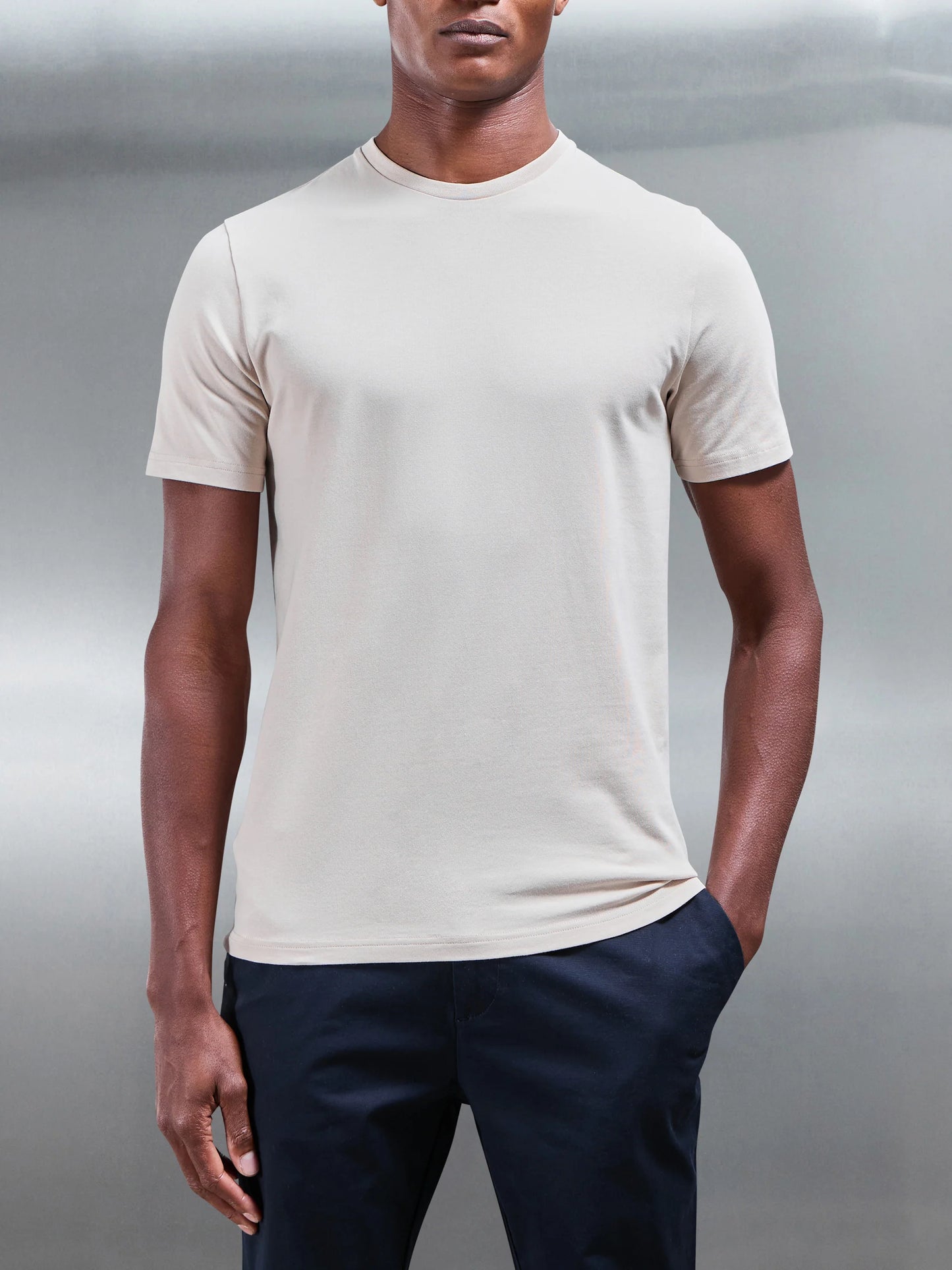 Slim fit cotton T shirt - beige